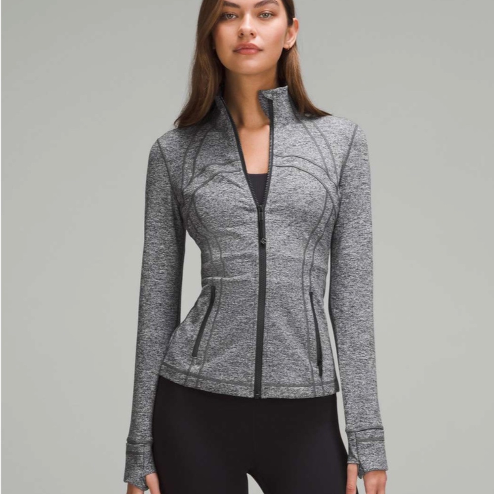 Lululemon Define Jacket Heathered Black Grey Full Zip Stretch Luon Sz 6 Running